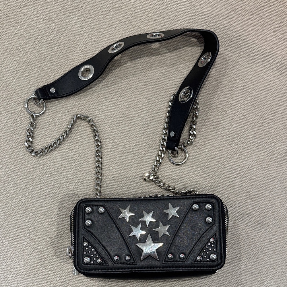 Nasty Gal Black and Silver Star-Studded Women's Bag